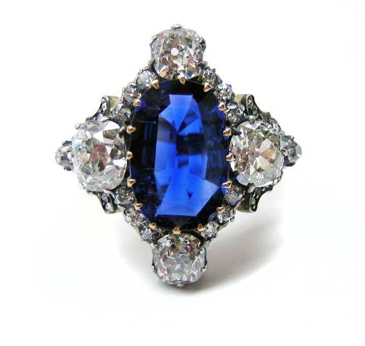 Late Victorian sapphire and diamond ring